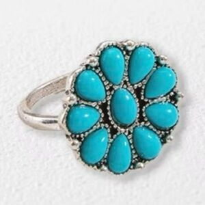Turquoise Silver Adjustable Ring NEW